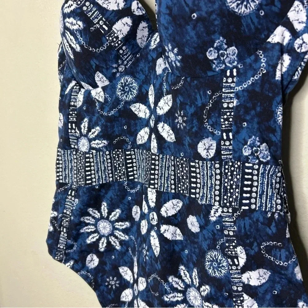 Bleu Rod Beattie Blue and White Swimsuit Size 10